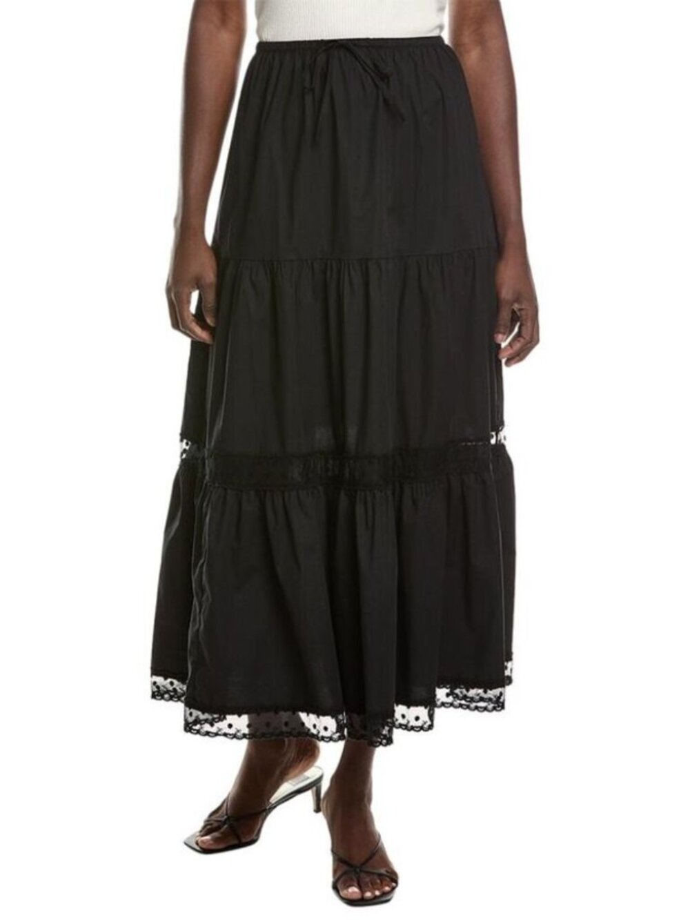 WeWoreWhat Tiered Pull-On Midi Skirt Small